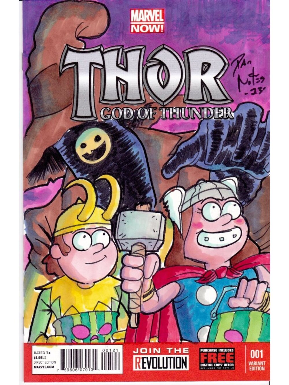 Dan Nokes Sketch Cover Thor God of Thunder #1 Loki & Thor Original Art